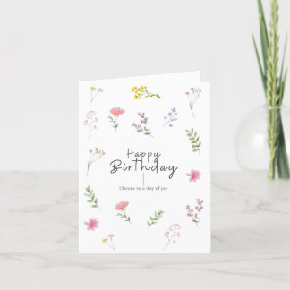 Tarjeta Mínima de Cumpleaños de Flores