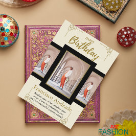 Tarjeta Mínima de Cumpleaños Gold & Black Modern