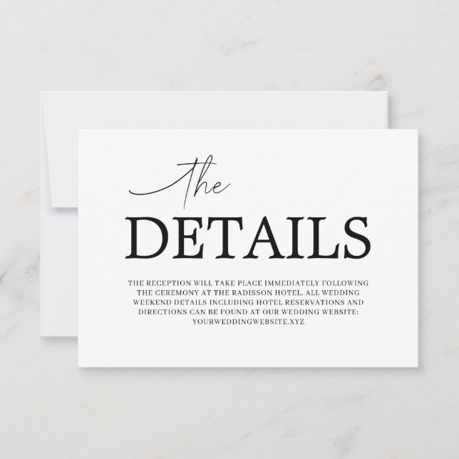 Tarjeta mínima de detalles del Boda (Anverso)
