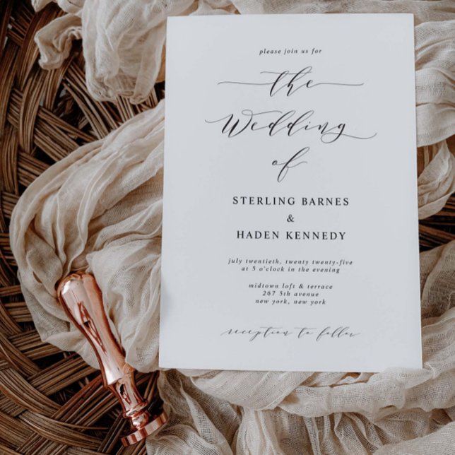 Tarjeta mínima de invitación a boda de script S105 (Subido por el creador)