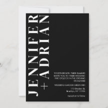 Tarjeta mínima de invitación a boda negra