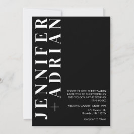 Tarjeta mínima de invitación a boda negra