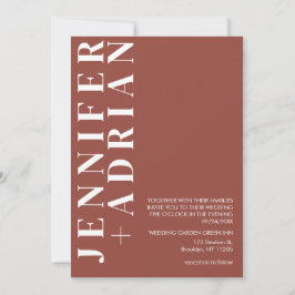 Tarjeta mínima de invitación a la boda de castaño