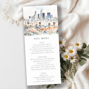 Tarjeta mínima de menú Boda de California en Los Á