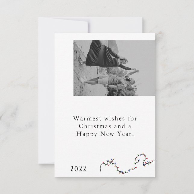 Tarjeta mínima de Navidades con dos fotos (Reverso)