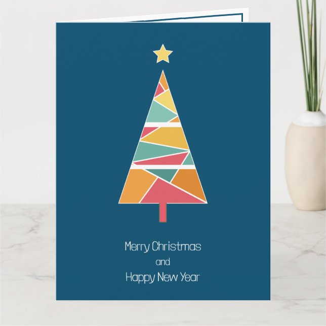 Tarjeta mínima de Navidades de árbol de Navidad (Anverso)