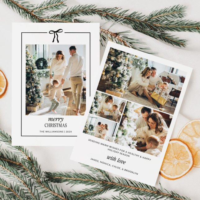 Tarjeta mínima de Navidades de fotografía familiar (Minimal Coquette Family Photo Christmas Card)