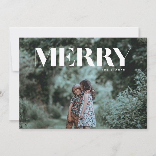 Tarjeta mínima de Navidades de fotos completas de  (Anverso)