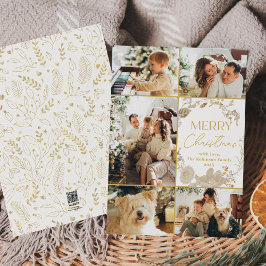 Tarjeta mínima de Navidades de fotos de flores de