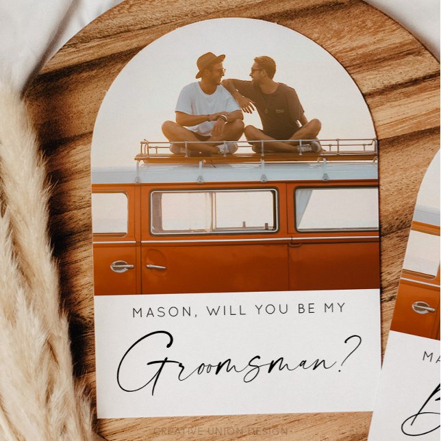 Tarjeta mínima de propuesta de Groomsman con foto (Groomsman Proposal Card)