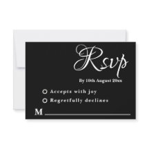 Tarjeta mínima de respuesta Boda en blanco y negro