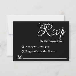 Tarjeta mínima de respuesta Boda en blanco y negro