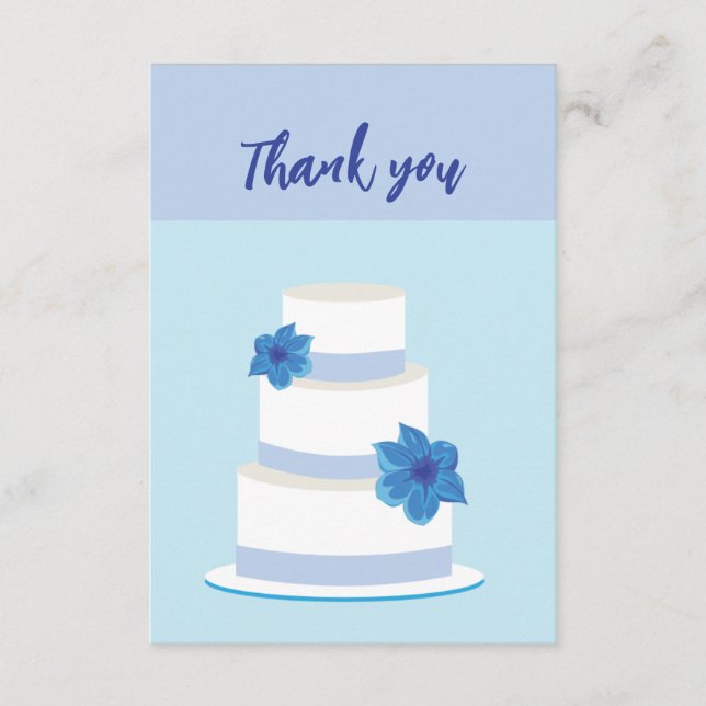 Tarjeta Mínima Moderna De Pastel De Boda Azul (Anverso)