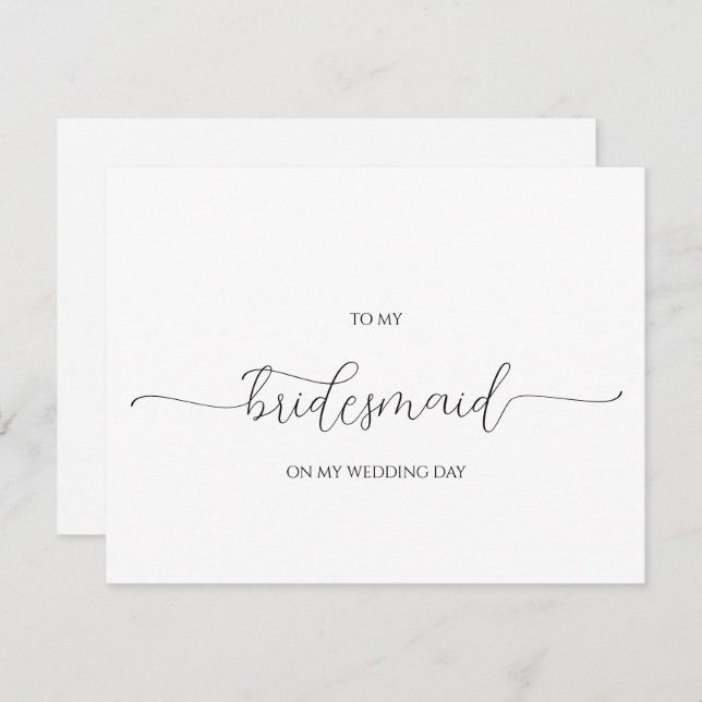 Tarjeta Mínima Simple Script Bridesmaid Gracias (Anverso / Reverso)