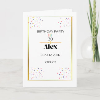 Tarjeta Minimal Birthday Invitation with Candles | Elegant