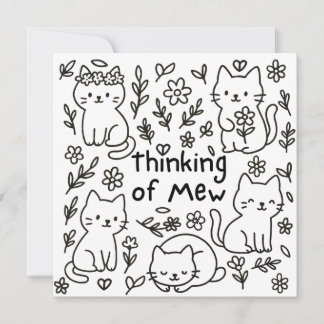 Tarjeta Minimal Cat Doodle Thinking of You Card