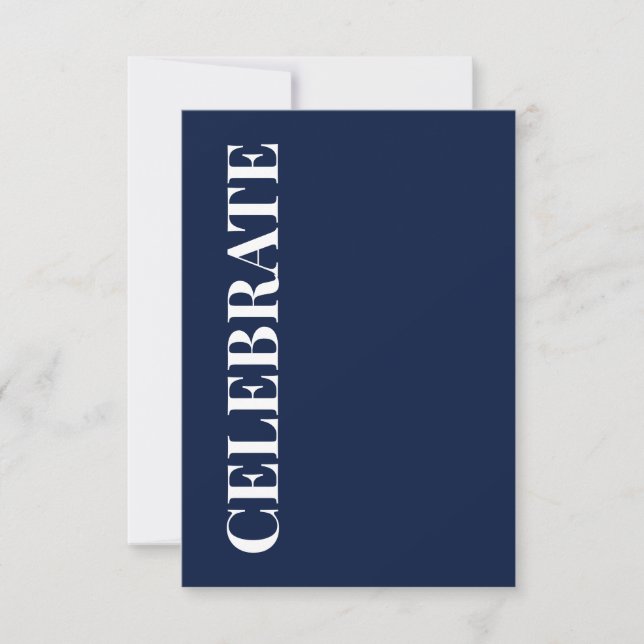 Tarjeta Minimal CELEBRATE | Navy Blue Holiday Greeting (Anverso)