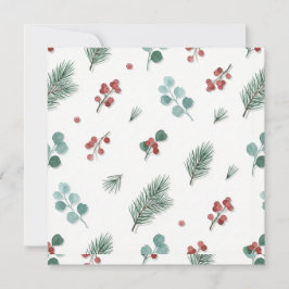 Tarjeta Minimal Christmas Pattern, Pine & Berries