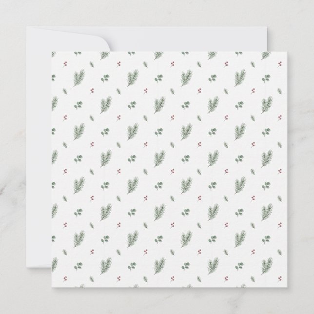 Tarjeta Minimal Christmas Pattern, Pine, Berries (Anverso)