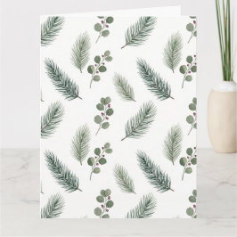 Tarjeta Minimal Christmas Pine Pattern, Scandi Style