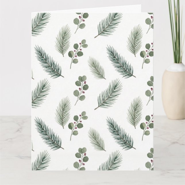 Tarjeta Minimal Christmas Pine Pattern, Scandi Style (Anverso)