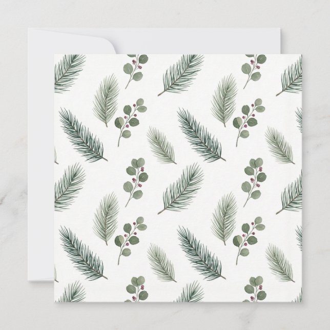 Tarjeta Minimal Christmas Pine Pattern, Scandi Style (Anverso)