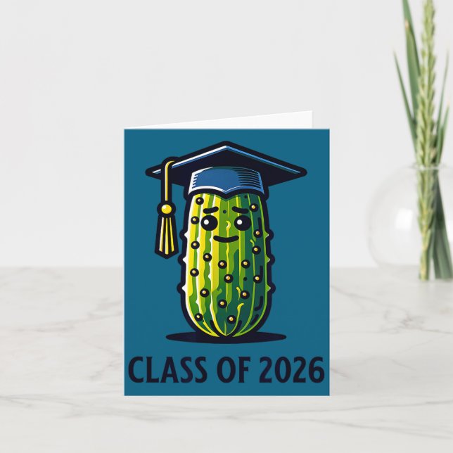 Tarjeta Minimal Class 2026 Graduation Pickle Trendy (Anverso)