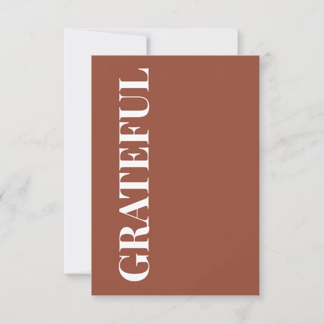 Tarjeta Minimal GRATEFUL | Terracotta Holiday Greeting (Anverso)