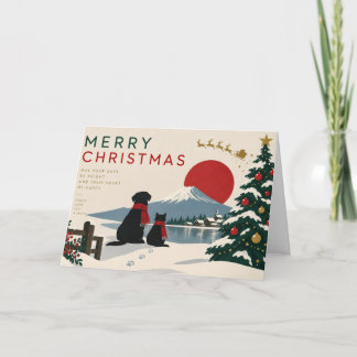 Tarjeta Minimal Japanese Christmas with Mount Fuji