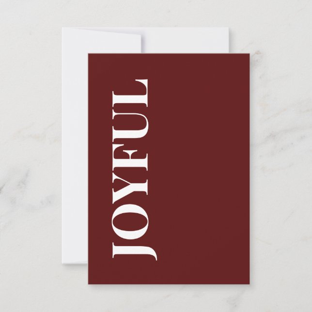 Tarjeta Minimal JOYFUL | Deep Red Holiday Greeting (Anverso)