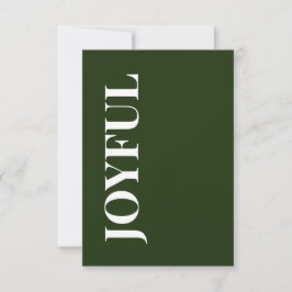 Tarjeta Minimal JOYFUL | Saludo Navideño Verde Bosque