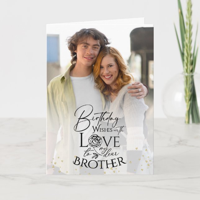 Tarjeta Minimal Photo Birthday Keepsake Brother (Anverso)