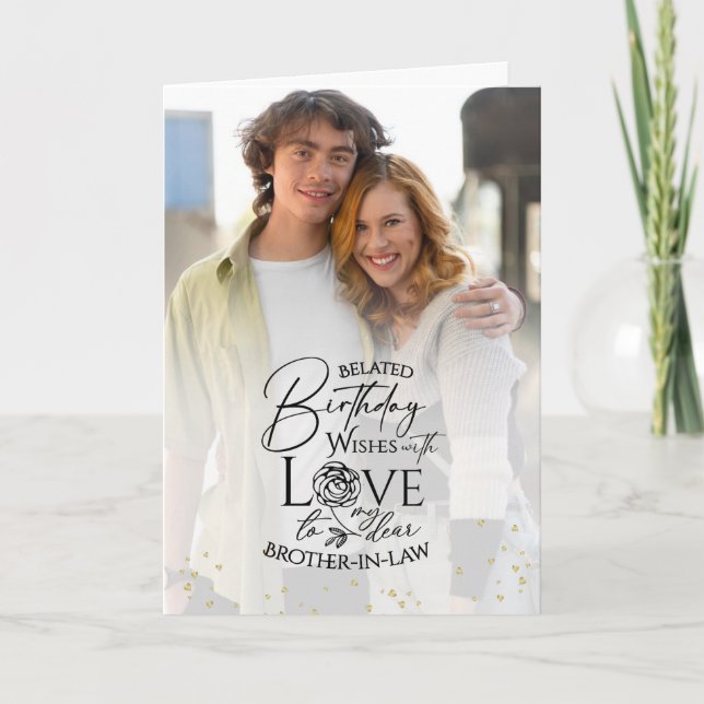 Tarjeta Minimal Photo Birthday Keepsake Brother-in-law (Anverso)