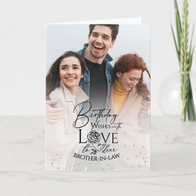 Tarjeta Minimal Photo Birthday Keepsake Brother-in-law (Anverso)