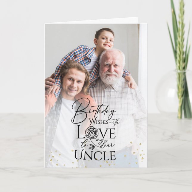 Tarjeta Minimal Photo Birthday Keepsake Uncle (Anverso)