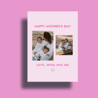Tarjeta Minimal Pink Photo Collage Custom Mother's Day