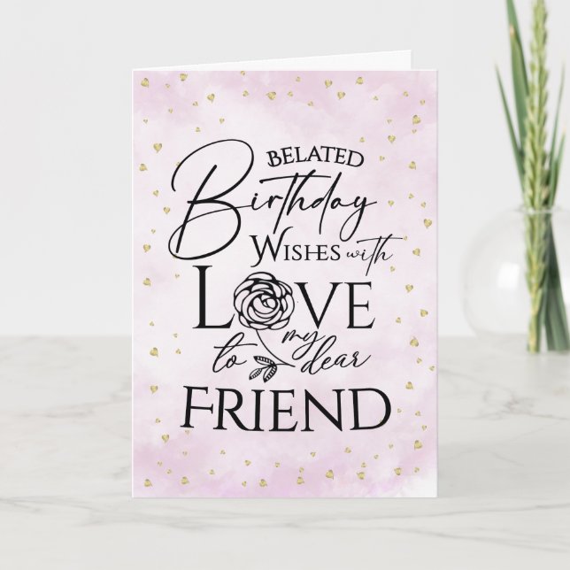 Tarjeta Minimalist Belated Birthday Cards For Friend (Anverso)