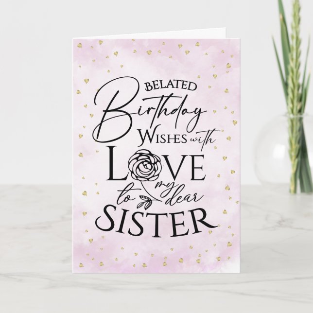 Tarjeta Minimalist Belated Birthday Cards For Sister (Anverso)