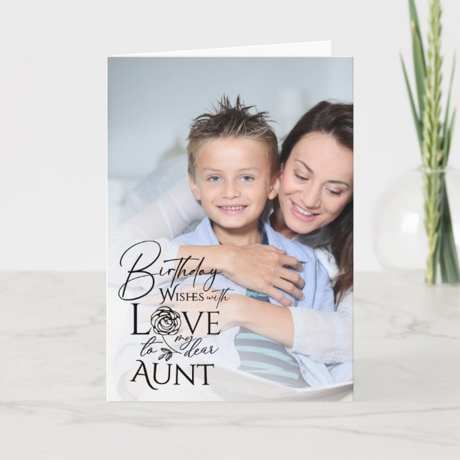 Tarjeta Minimalist Birthday Typography Photo frame Aunt (Anverso)