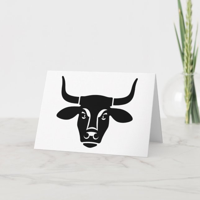 Tarjeta Minimalist Black Bull Head Ox Silhouette (Anverso)