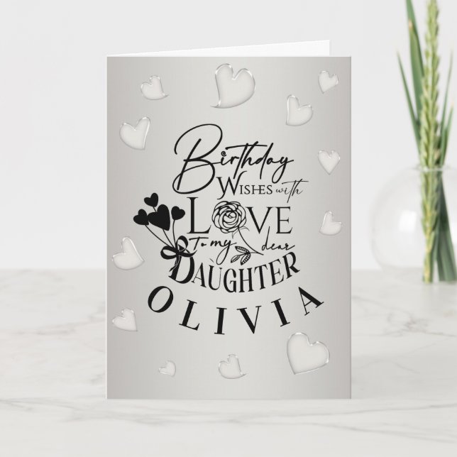 Tarjeta Minimalist Daughter Birthday Lettering (Anverso)