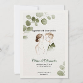 Tarjeta Minimalist Eucalyptus Greenery Wedding Invitation