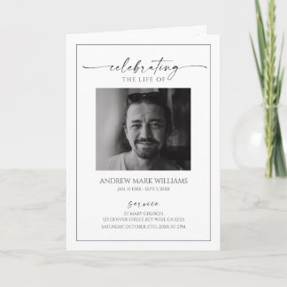 Tarjeta Minimalist Funeral Order of Service Folded Program