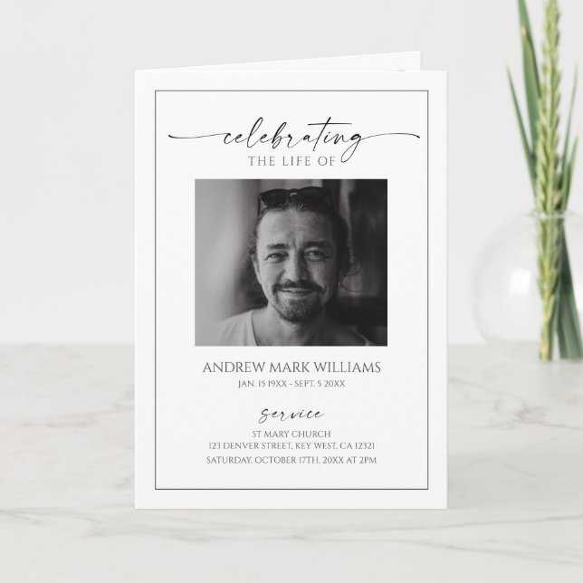 Tarjeta Minimalist Funeral Order of Service Folded Program (Anverso)