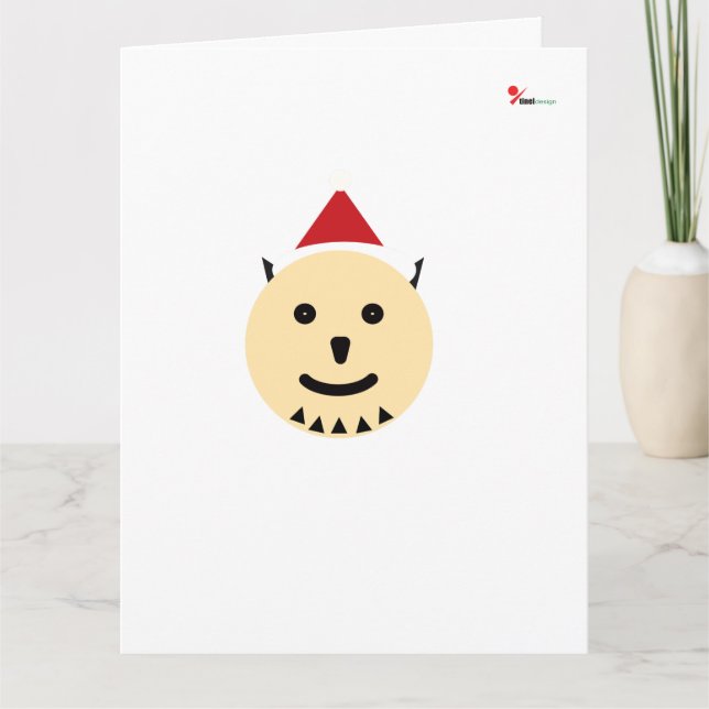 Tarjeta Minimalist Geometric Dog Santa Christmas Folded Gr (Anverso)