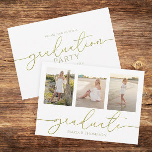 Tarjeta Minimalist Graduate Modern Simple 3 Photo Collage