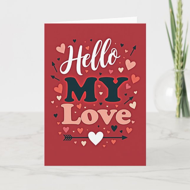 Tarjeta Minimalist Hearts Hello My Love Card (Anverso)