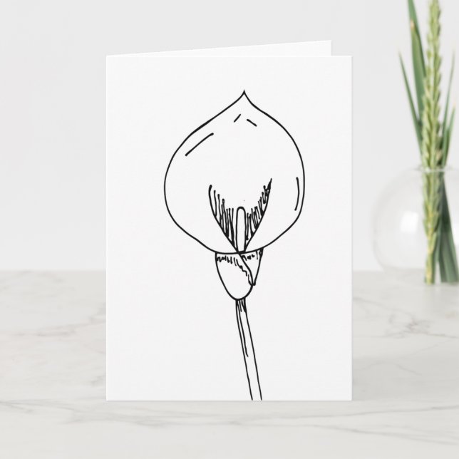 Tarjeta Minimalist Line Art Floral Blank (Anverso)