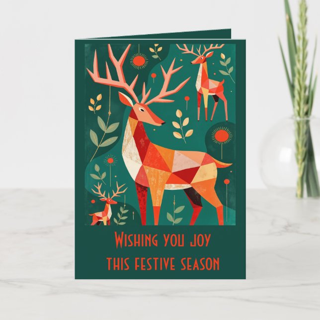Tarjeta Minimalist Modern Geometric Kitschy Woodland Deer  (Anverso)