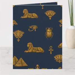 Tarjeta Minimalist Navy & Antique Gold Egyptian Pattern